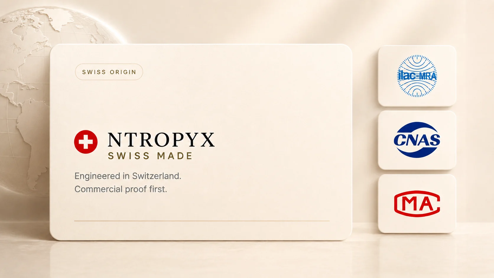 NTROPYX Swiss-Made-Karte — Entwickelt in der Schweiz. Belege zuerst.