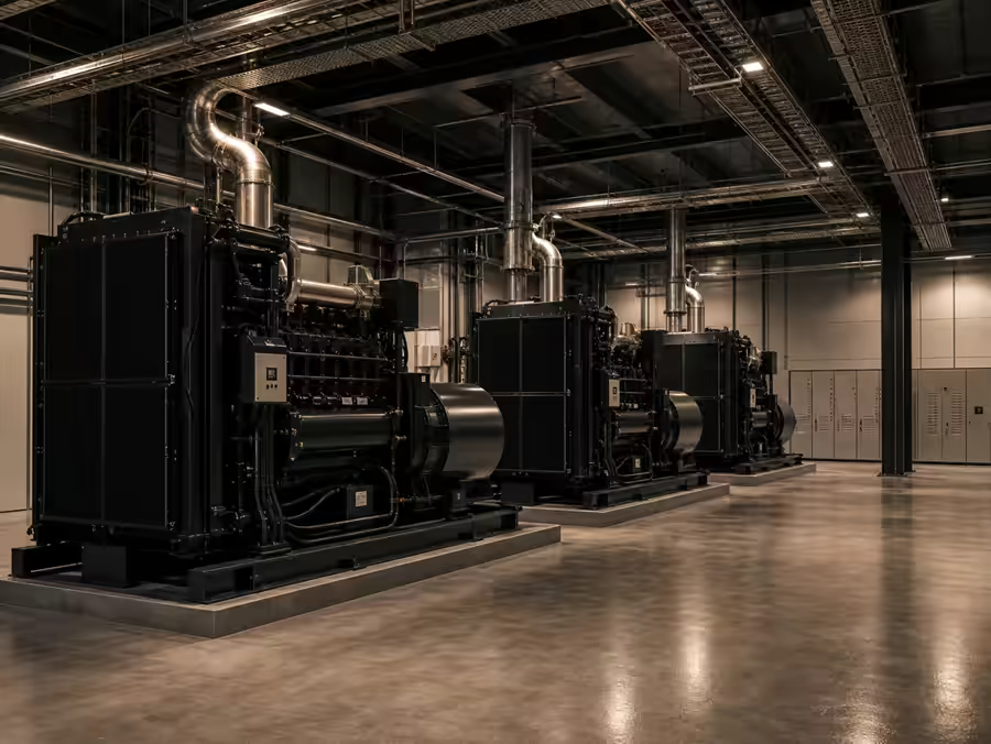 Diesel generator hall under operational load