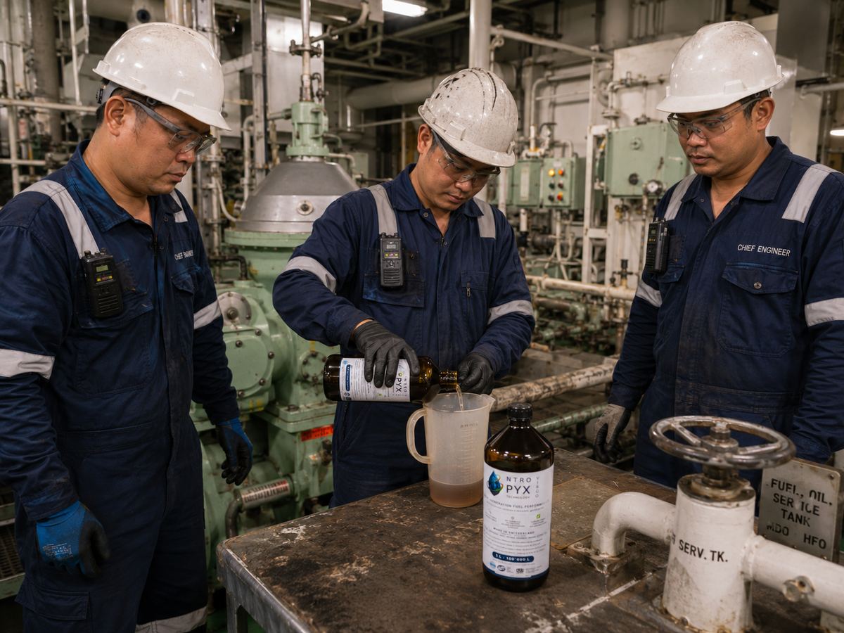 NTROPYX dosing in marine engine room